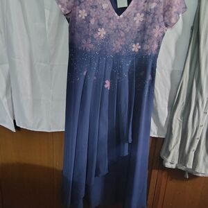 SHEIN Purple and Blue Floral High Low Dress